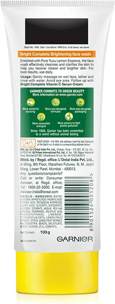 Garnier Bright Complete Vitamin C Face Wash (50g / 100g)
