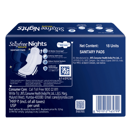 Stayfree Night XXL Sanitary Pads – Extra Long Protection (18 Pads)