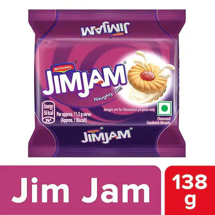 Britannia Treat Jim Jam Cream Biscuits – 138 g