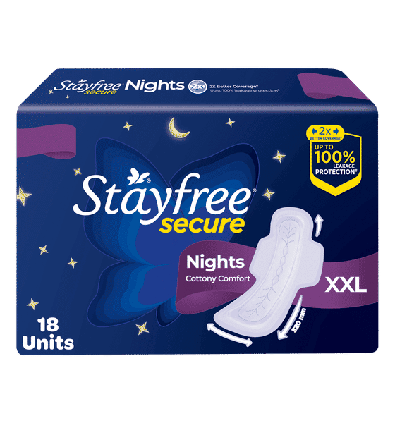 Stayfree Night XXL Sanitary Pads – Extra Long Protection (18 Pads)