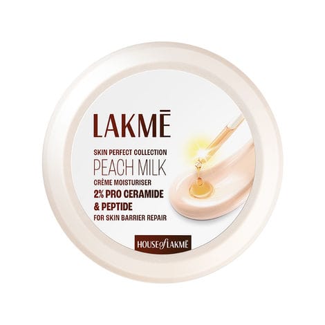 Lakmé Peach Milk Moisturiser Cream with Ceramide & Peptides – 24H Hydration 25g