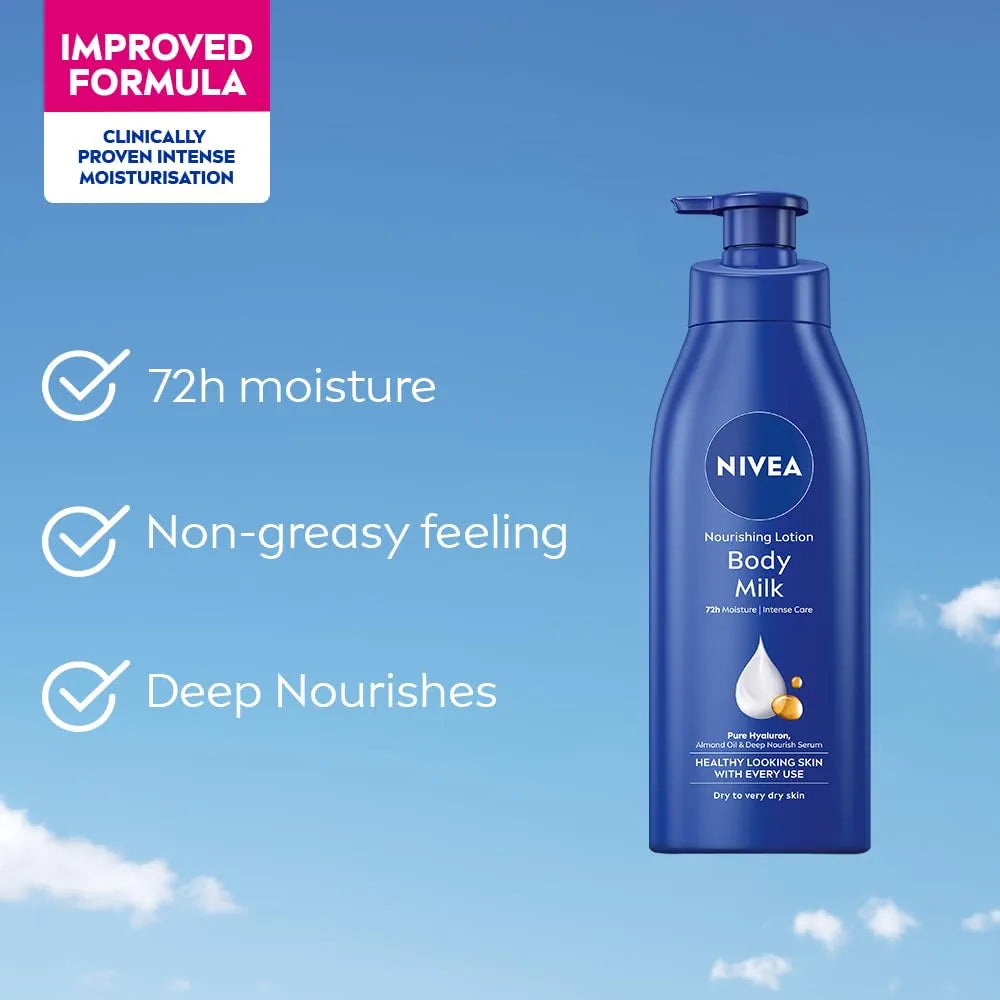NIVEA Nourishing Body Milk – Very Dry Skin, Hyaluronic Acid (400ml)