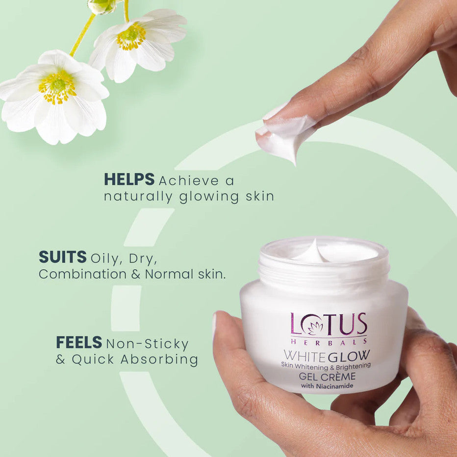Lotus Herbals White Glow Skin Whitening & Brightening Gel Creme – 35g