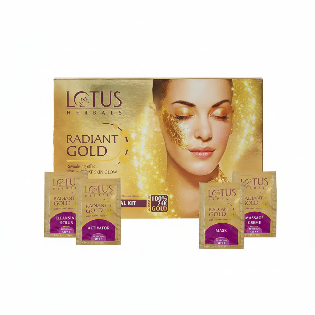 Lotus Herbals Radiant Gold Facial Kit – Cellular Glow, Single Use (37g)