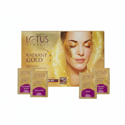 Lotus Herbals Radiant Gold Facial Kit – Cellular Glow, Single Use (37g)