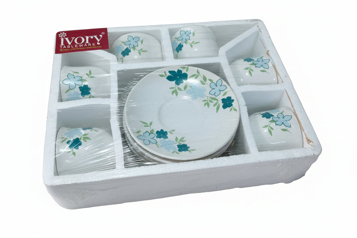 IVORY Tableware Cup & Saucer Set – 6 Cups + 6 Saucers