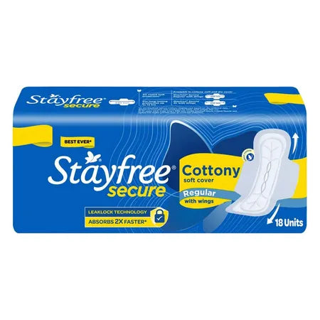 Stayfree Secure Cottony Soft Sanitary Pads (18 Pads)