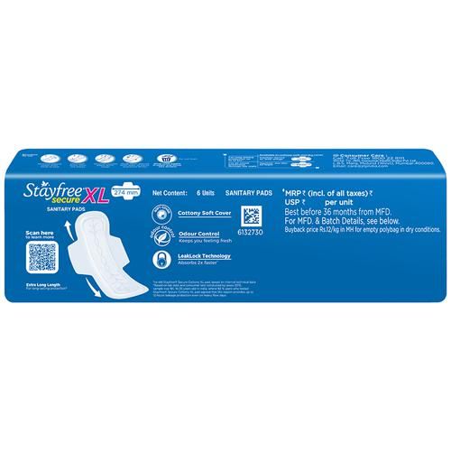 Stayfree XL Cottony Soft Sanitary Pads (6 Pads)
