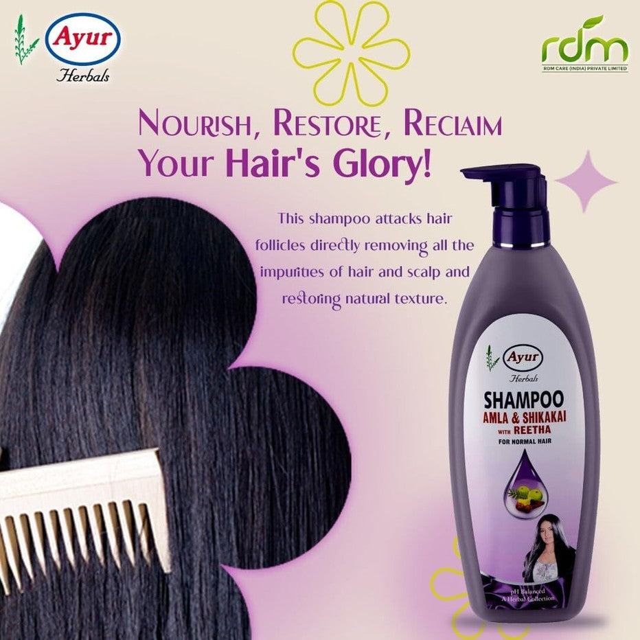 Ayur Herbals Amla & Shikakai Shampoo with Reetha – Hair Care Shampoo (500 ml / 1000 ml)