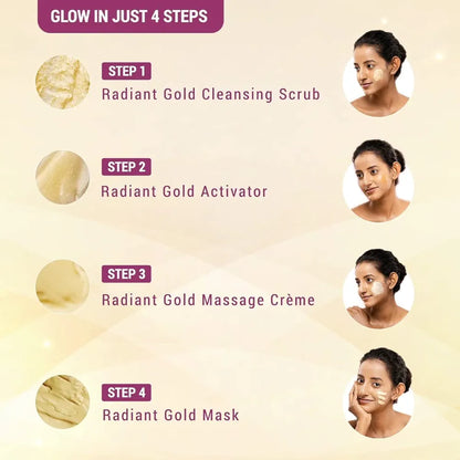 Lotus Herbals Radiant Gold Facial Kit – Cellular Glow, Single Use (37g)