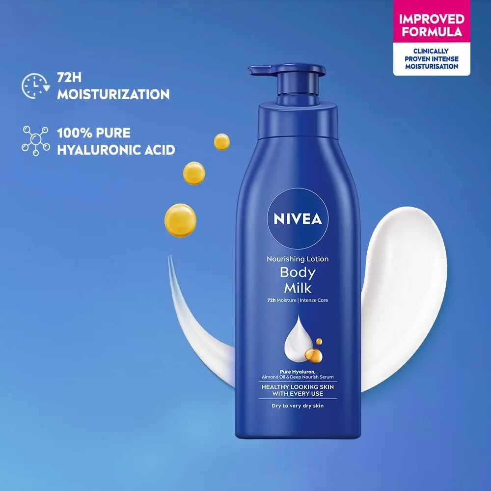 NIVEA Nourishing Body Milk – Very Dry Skin, Hyaluronic Acid (400ml)