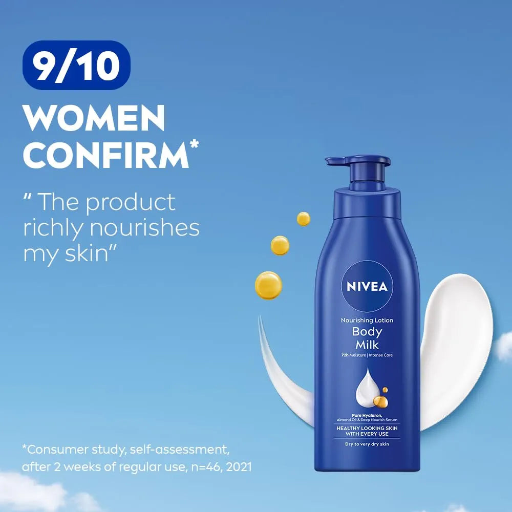 NIVEA Nourishing Body Milk – Very Dry Skin, Hyaluronic Acid (400ml)