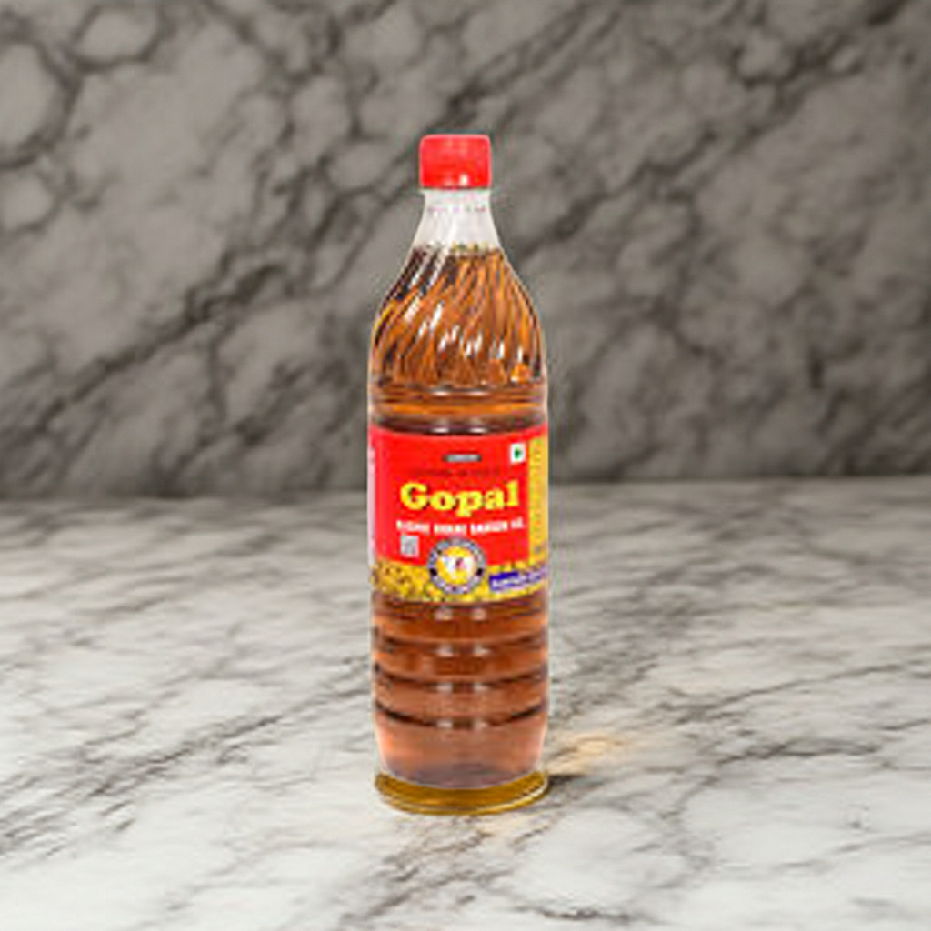 Gopal Kachi Ghani Mustard Oil – 1L | AGMARK Grade 1 | Pure Cold-Pressed | Cholesterol-Free | Rich Aroma for Cooking, Frying & Pickling